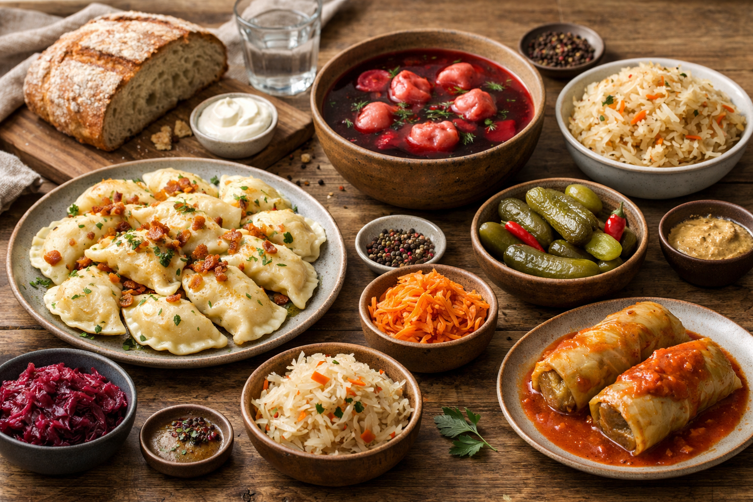 Table garnie de spécialités de la cuisine polonaise